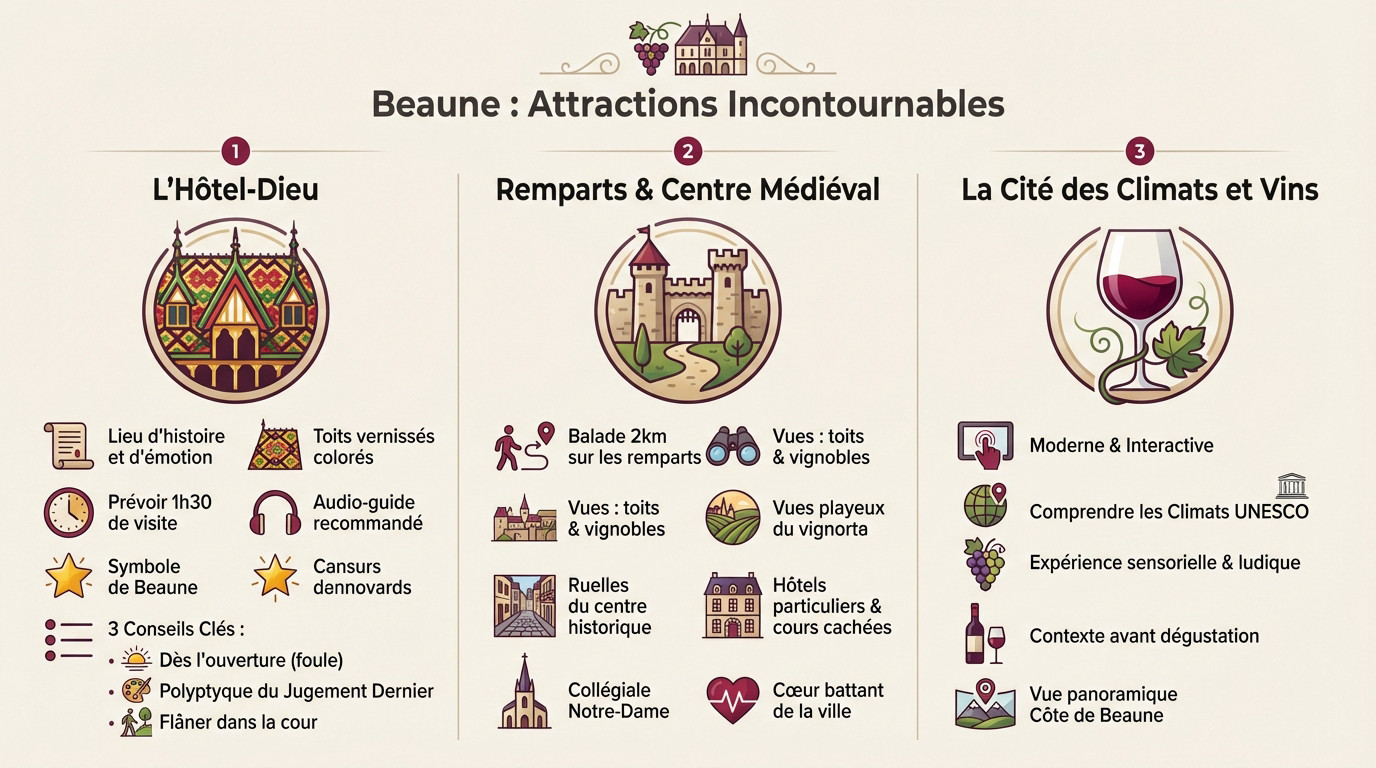 Vue sur les toits vernissés des Hospices de Beaune et la cour intérieure